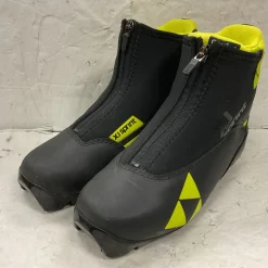 Used Fischer XJ SPRINT Boys NNN XC Ski Boots Black W 05-05.5 / JR 03.5-04