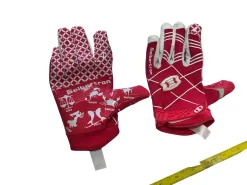 Used FOOTBALL GLOVES FB Gloves Red XS