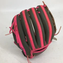 Used Franklin 9.5 IN RHT SB GLOVE RH Throw Fastpitch Gloves Grey And Pink 9 1/2"