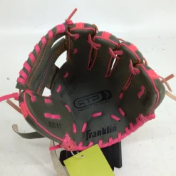 Used Franklin 9.5 IN RHT SB GLOVE RH Throw Fastpitch Gloves Grey And Pink 9 1/2