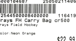 Used Grays Field Hockey Player Carry Bag Neon Orange
