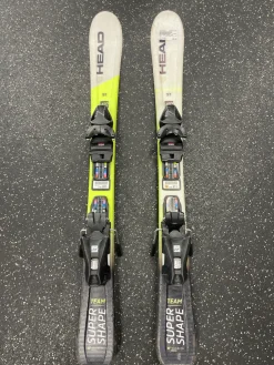 Used Head SUPER SHAPE TEAM Boys DH Ski/Binding Yellow 97 cm
