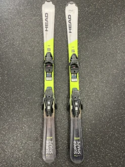 Used Head SUPER SHAPE TEAM Boys DH Ski/Binding Yellow 127 cm