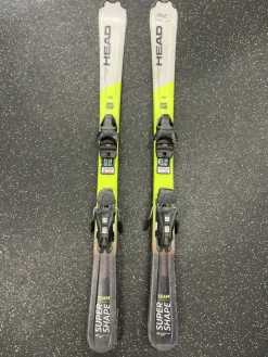 Used Head SUPER SHAPE TEAM Boys DH Ski/Binding Yellow 127 cm