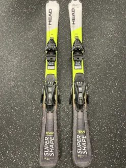 Used Head SUPER SHAPE TEAM Boys DH Ski/Binding Yellow 117 cm