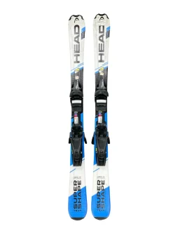 Used Head SUPER SHAPE TEAM Boys DH Ski/Binding Royal Blue 117 cm