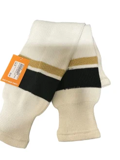 Used Hockey Sock White/Black/Yellow Junior