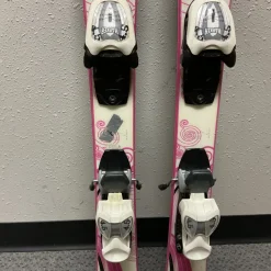 Used K2 LUV BUG Girls DH Ski/Binding White And Pink 100 cm