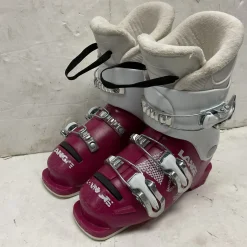 Used Lange STARLET 50 Girls DH Ski Boot White And Neon Pink 195 MP - Y13
