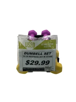 Used 32 LB NEOPRENE SET W/ STAND Weight Stand