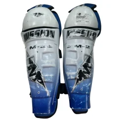 Used Mission M-2 SR SG 15IN Senior Shin Guards White/Black/Royal 15"