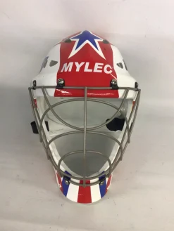 Used Mylec MYLEC GOALIE HELMET RED WHITE BLUE Junior Goalie Helmet/Mask White/Royal/Red One Size