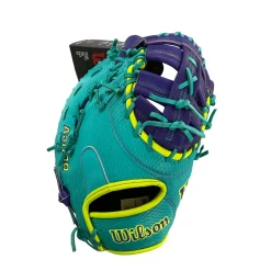 Used NEVER USED WILSON A2000 1612 BB/SB First Base Mitt RH Throw Purple 12"
