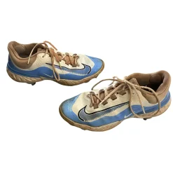 Used Nike REACT METAL CLEATS BB/SB Cleats Carolina Blue And White Senior 10.5