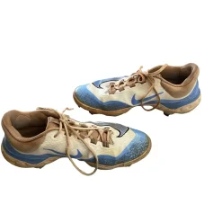 Used Nike REACT METAL CLEATS BB/SB Cleats Carolina Blue And White Senior 10.5