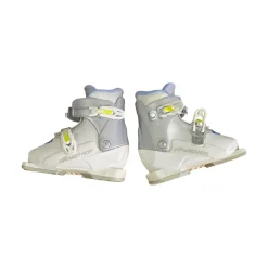 Used Nordica FIVE ARROW TEAM 2 JR 18.5 SKI BOOTS Girls DH Ski Boot White 185 MP - Y12