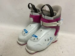Used Nordica LITTLE BELLE 1 Girls DH Ski Boot Pink And White 185 MP - Y12