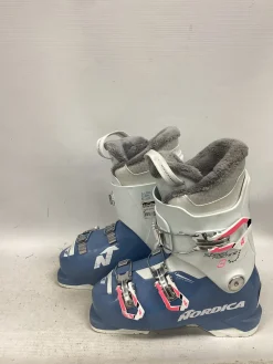 Used Nordica SPEED MACHINE 3 Girls DH Ski Boot Black And Carolina Blue 225 MP - J04.5 - W5.5