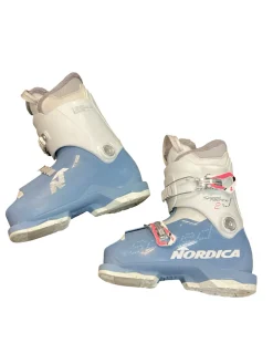 Used Nordica SPEED MACHINE 2 Girls DH Ski Boot Carolina Blue 220 MP - J04 - W05
