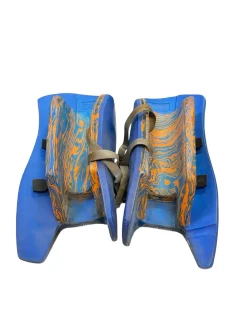 Used OBO YAHOO GOALIE LEG PADS FH Shin Guards Royal Blue 6