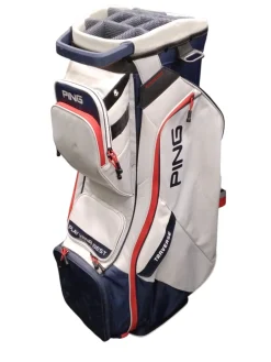 Used Ping TRAVERSE Mens Cart Bag White/Red/Navy