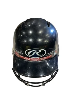 Used Rawlings 6 1/-7/8 BASEBALL HELMET BLACK Batting Helmet w/Mask Black MD