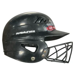 Used Rawlings BLACK HELMET Batting Helmet w/Mask Black One Size