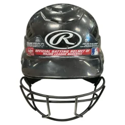 Used Rawlings BLACK HELMET Batting Helmet w/Mask Black One Size