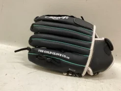 Used Rawlings FP110MT RH Throw Fastpitch Gloves Black And Carolina Blue 11"