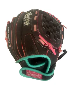 Used Rawlings HIGHLIGHT HFP115BBP RH Throw Fastpitch Gloves Pink 11 1/2"