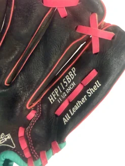 Used Rawlings HIGHLIGHT HFP115BBP RH Throw Fastpitch Gloves Pink 11 1/2
