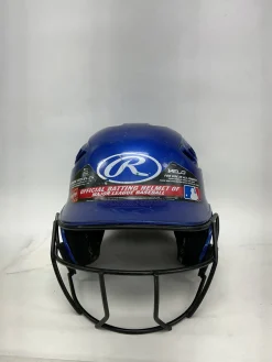 Used Rawlings RAWLINGS Batting Helmet w/Mask Royal Blue One Size