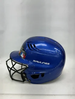 Used Rawlings RAWLINGS Batting Helmet w/Mask Royal Blue One Size