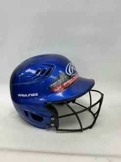 Used Rawlings RAWLINGS Batting Helmet w/Mask Royal Blue One Size