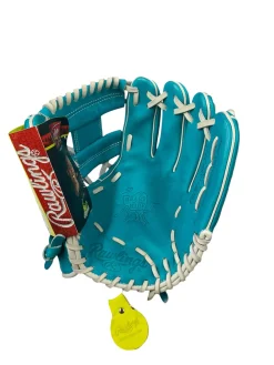 Used Rawlings RAWLINGS HEART OF THE HIDE 11.5IN RHT RH Throw Fastpitch Gloves Teal 11 1/2"