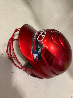 Used Rawlings SB HELMET Batting Helmet w/Mask Red MD