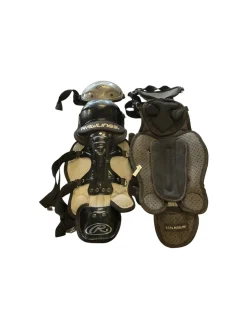 Used Rawlings SHINGUARDS Catchers Leg Guards Black Youth