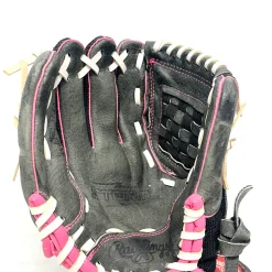 Used Rawlings STORM LH Throw Fastpitch Gloves Black And Pink 10