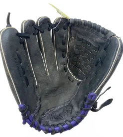 Used Rawlings STORM ST12DSPUR LH Throw Fastpitch Gloves Black 12"
