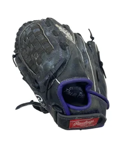 Used Rawlings STORM ST12DSPUR LH Throw Fastpitch Gloves Black 12