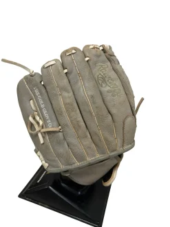 Used Rawlings SURE CATCH SCSB115M Leather Shell Youth Fastpitch Softball Glove RH Throw Grey 11 1/2