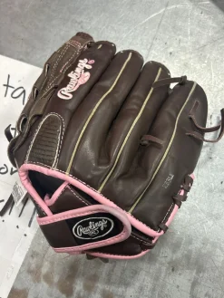 Used Rawlings WFP120 LH Throw Fastpitch Gloves Brown 12
