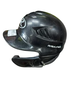 Used Rawlings YTH HELMET W GUARD Batting Helmet No Mask Black One Size