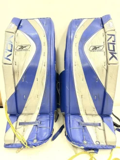 Used Reebok PREMIER SENIOR 2 Goalie Leg Pads Senior Navy Blue 34