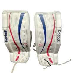 Used Reebok PREMIER SERIES 14K Goalie Leg Pads Junior White 26"