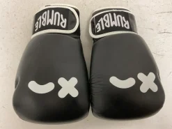 Used RUMBLE WINK Boxing Gloves Black And White Senior