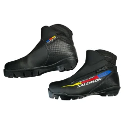 Used Salomon Boys SNS XC Ski Boots Black W 05-05.5 / JR 03.5-04