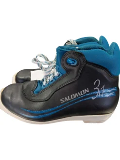 Used Salomon Boys SNS XC Ski Boots Black W 06 / JR 04-04.5