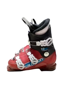 Used Salomon T3 Boys DH Ski Boot Maroon 245 MP - M06.5 - W07.5