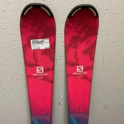 Used Salomon THE LUX JR Girls DH Ski/Binding Pink And Navy Blue 120 cm
